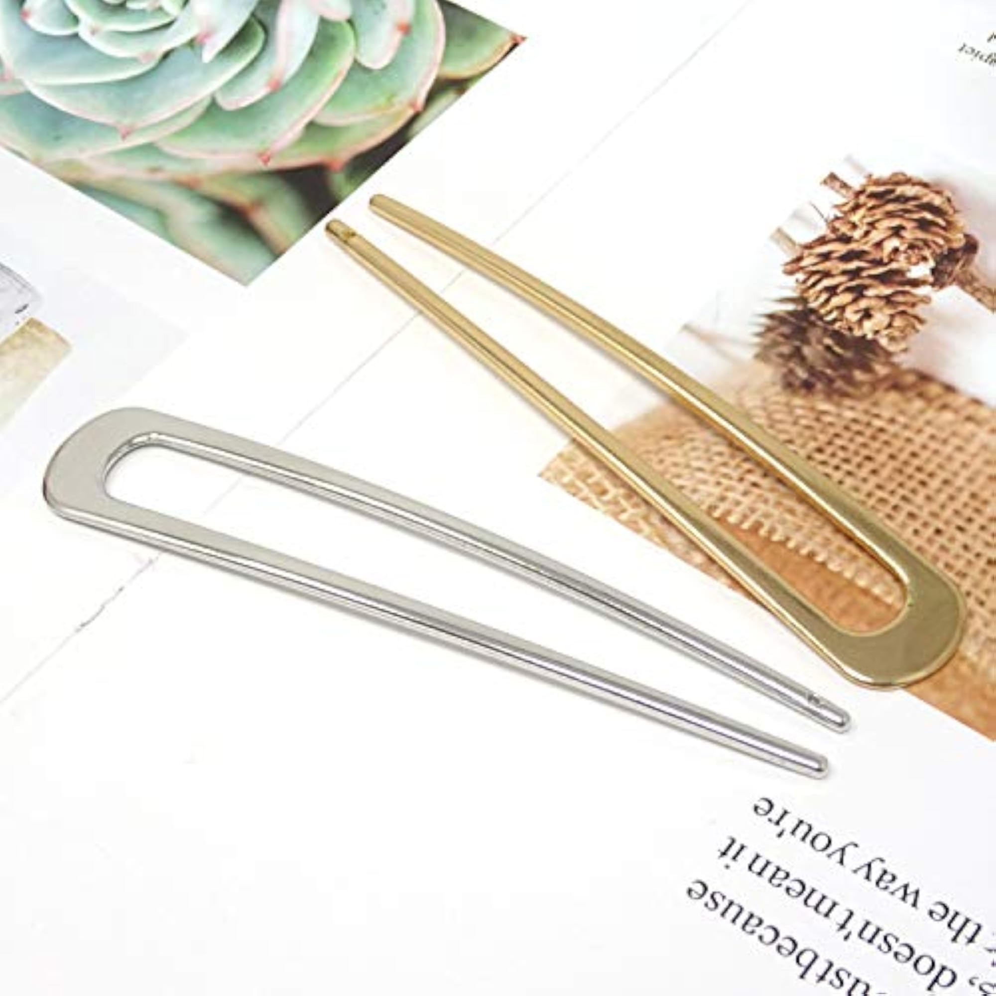 Simple U Shaped Metal Hair Pins, 2 Pieces